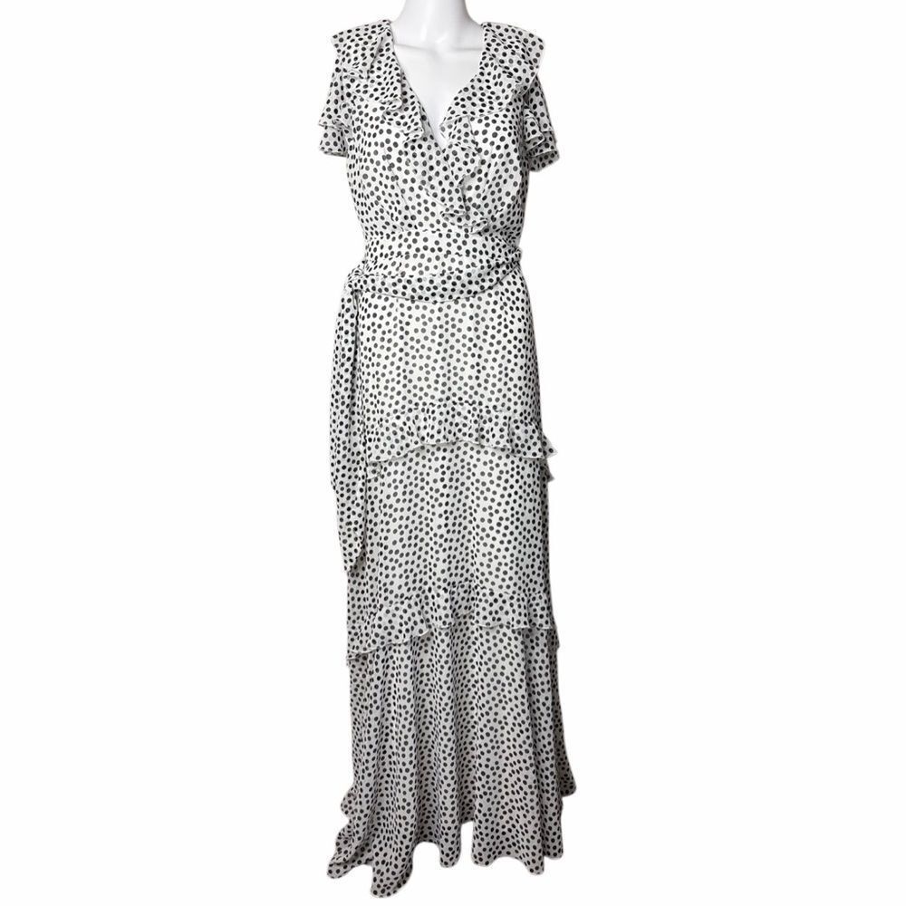Alex Marie Elegant Black And White Polka Dot Maxi Dress Size 4